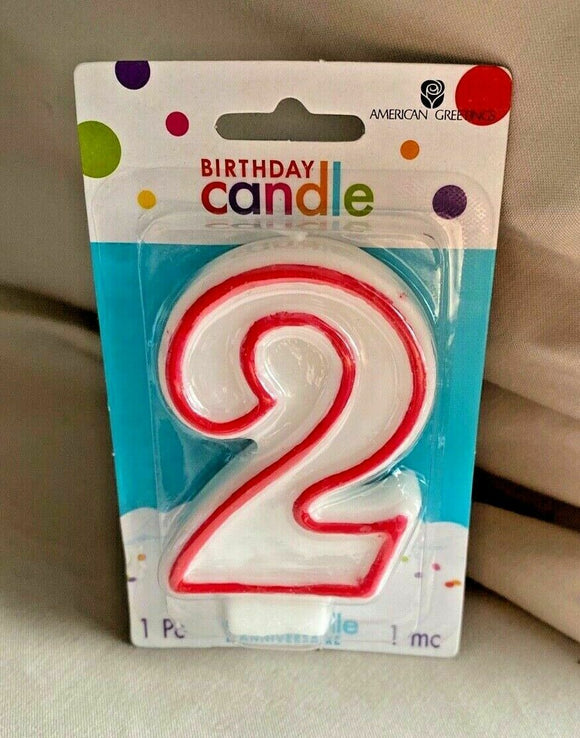 American Greetings #2 Candle White with Red Outline NEW