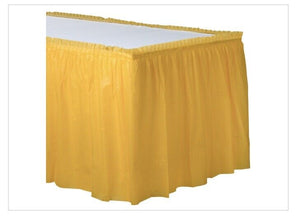 Reusable Yellow Plastic Table Skirt 29”x168”