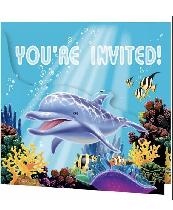 Sea Life Invitations Invite Dolphin Turtle Fish Birthday Party