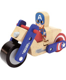 Marvel Wooden Toys Captain America Figure & Motorcycle Ages 18+ Months