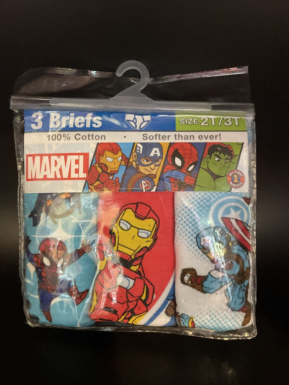 Marvel Super Hero Adventures 3 Pack 2T/3T Boys Briefs 100%Cotton