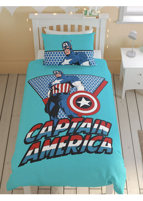 M&S Marvel Captain America Cotton Blend Duvet & Pillow Case Set