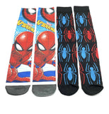 SPIDERMAN SOCKS MARVEL COMICS PREMIUM ATHLETIC CREW AUTHENTIC 2 PAIR sz 6-12