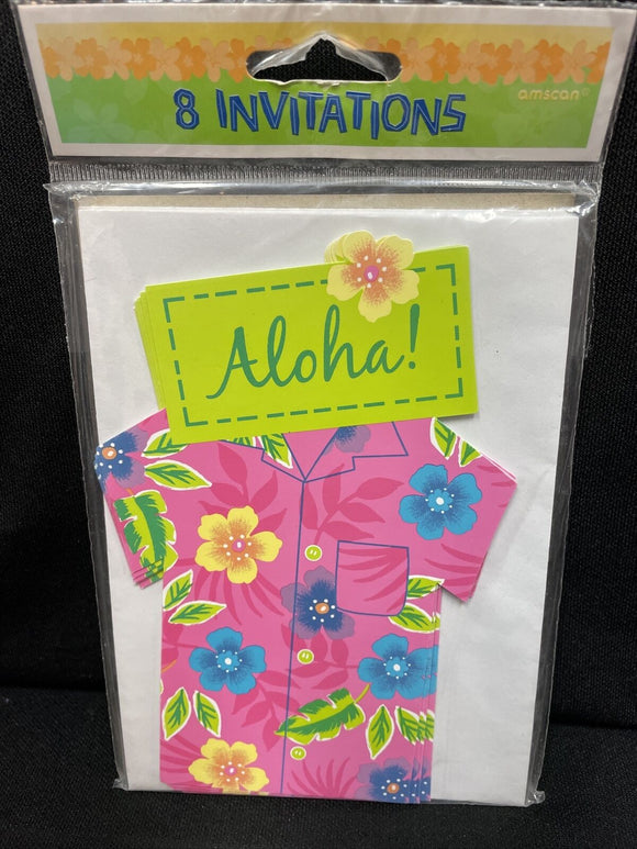 Aloha! Hawaiian Theme Party Invitations 8 Ct