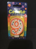 Orange Number 9 Birthday Candle With Polka Dots NEW