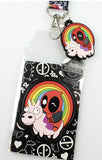 Marvel Deadpool Lanyard with Unicorn Rainbow Charm and Detachable ID Holder