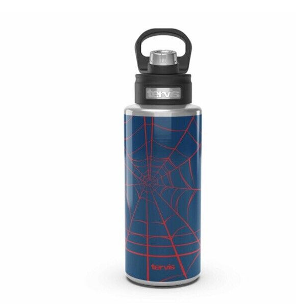 Tervis Spiderman Web Embossed Stainless Steel Wide Mouth Bottle Delux Lid Spout Marvel