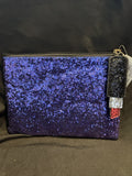 Avenue 9 Purple Glitter Zipper Pouch with Blk Glitter Lipstick Charm