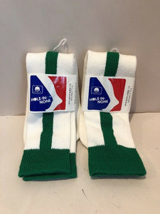 2 Pairs Hole-in-None White/Kelly Green Baseball Socks Sz 7-9 NEW