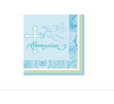 Faithful Dove Religious Party Luncheon Napkins - BLUE - COMMUNION 16Ct