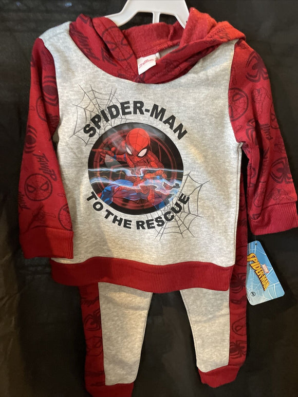Marvel Spiderman To The Rescue Hologram Hooded Sweatsuit Size 3T