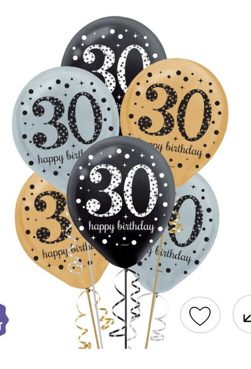 30th Happy Birthday Balloons 15ct