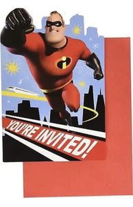 Incredibles 2 Disney Pixar Movie Kids 8 Birthday Party Invitations w/Envelopes