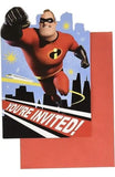 Incredibles 2 Disney Pixar Movie Kids 8 Birthday Party Invitations w/Envelopes