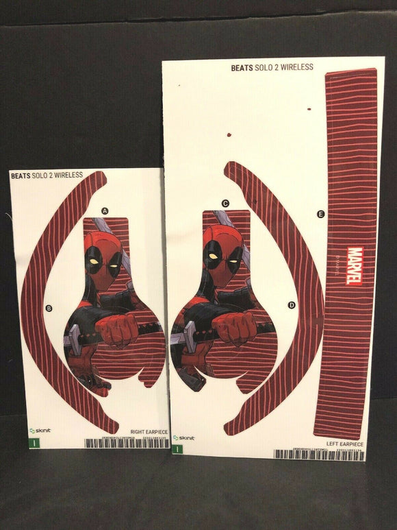 Marvel Deadpool Dual Wield Beats Solo 2 Wireless Skinit Skin NEW