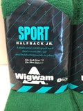 2  Pairs Wigwam Sports Halfback Jr Socks Kelly Green Shoe Size 5-7 NEW