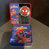 Spiderman Spinner Flip Cover LCD Youth Watch  Blk Band In Collectable Box