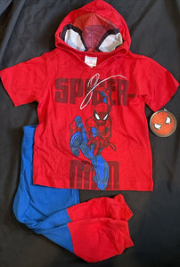 Marvel Spiderman Swinging Action Toddler Hooded Tshirt & Pants Set Size 2T