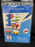 Boys 1st Birthday Invitation Pack of 8 W/Envelopes