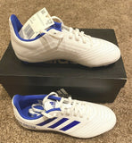 Adidas Predator 19.4 Fxg J White / Royal Blue Soccer Shoes Size 4 ( CM8542)