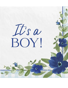 Baby In Bloom Sweet Baby Boy Lunch Napkins Paper 16 Per Pack 6 1/2" x 6 1/2"