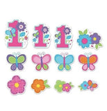 Sweet Girl Butterfly Flower Cute 1st Birthday Party Wall Decoration 12 Cutouts