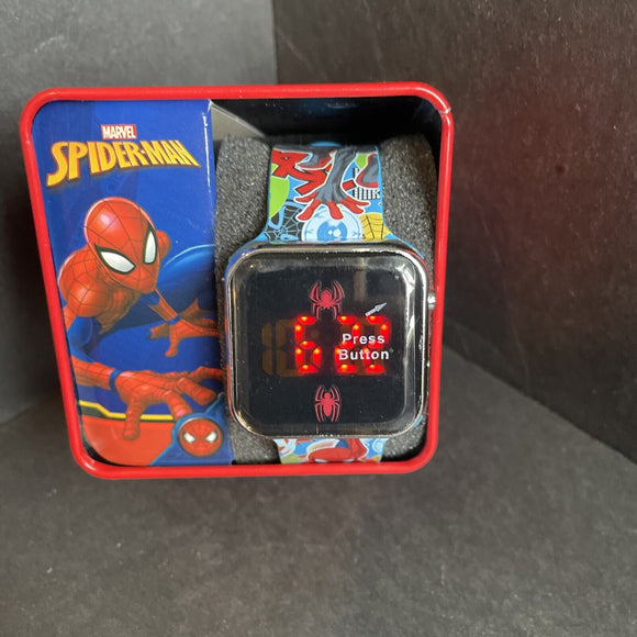 Spiderman Kids  LED  Wristwatch In Gift Tin Box