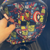 Marvel Heroes Sling Bag Adjustable Strap Zip Closure W/ Outer Pocket