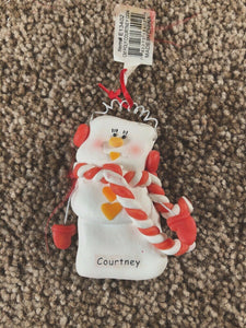 Courtney Personalized Snowman Ornament Encore 2004 NEW