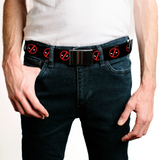 Black Buckle Web Belt - Deadpool Logo2- WDP047