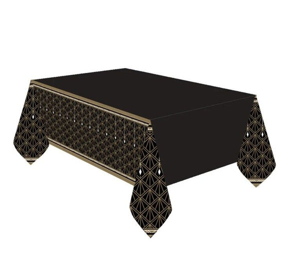 Hollywood Plastic Table Cover Black Gold Glitz & Glam Film Movie Party Supplies