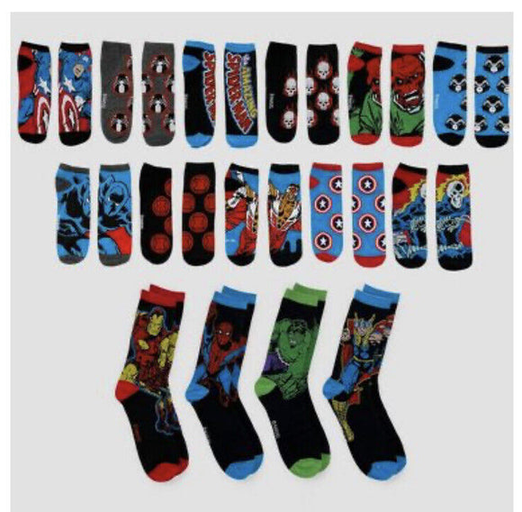 Marvel 15 Days of Mens Socks Shoe size 6-12