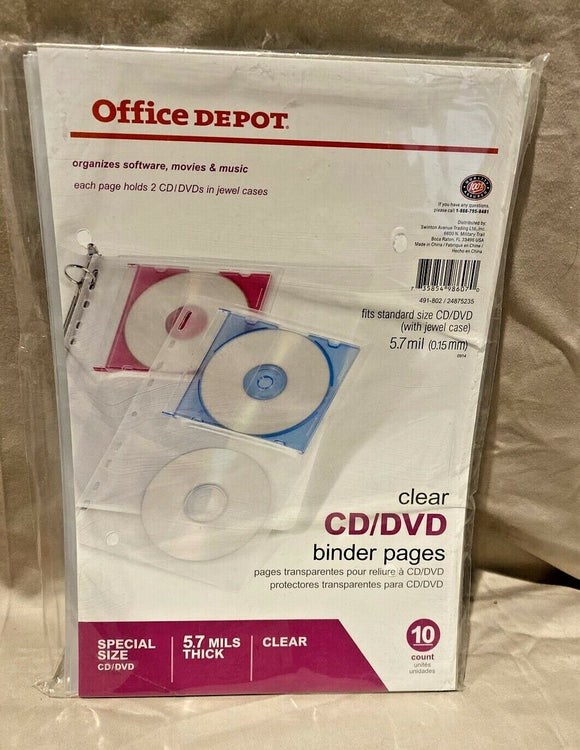 Office Depot Brand CD/DVD Binder Pages, 6