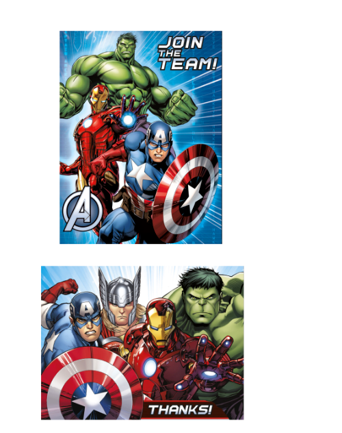 Marvel The Avengers Join The Team 8 Invitations & Thank You Birthday Party Supplies