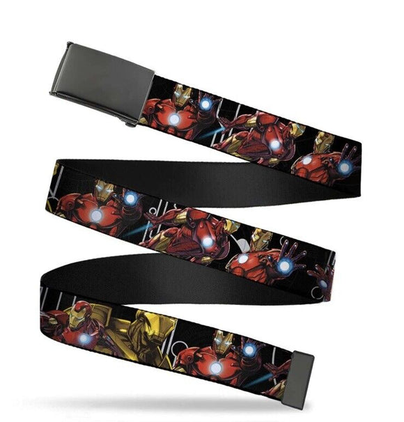 Buckle Down Men’s Web Belt Marvel  Iron Man Action Poses WIM009