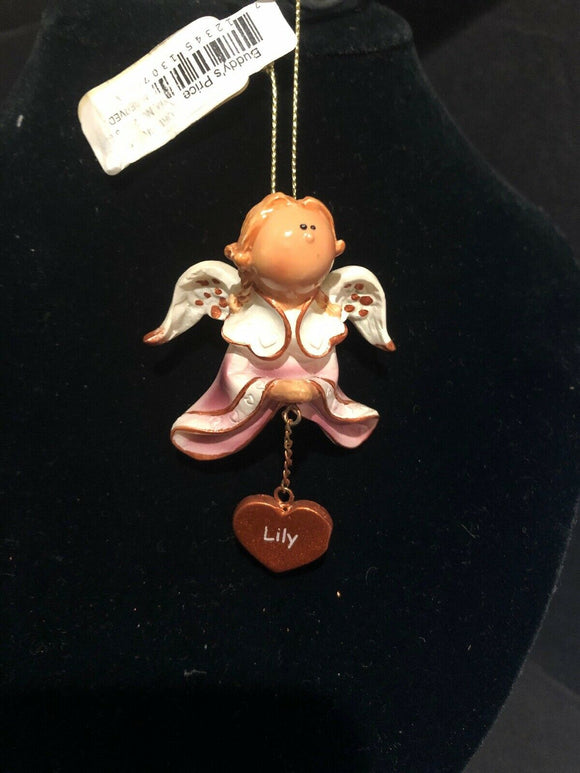Pink Lily Prayer Angel Orn by the Encore Group made by Russ Berrie NEW