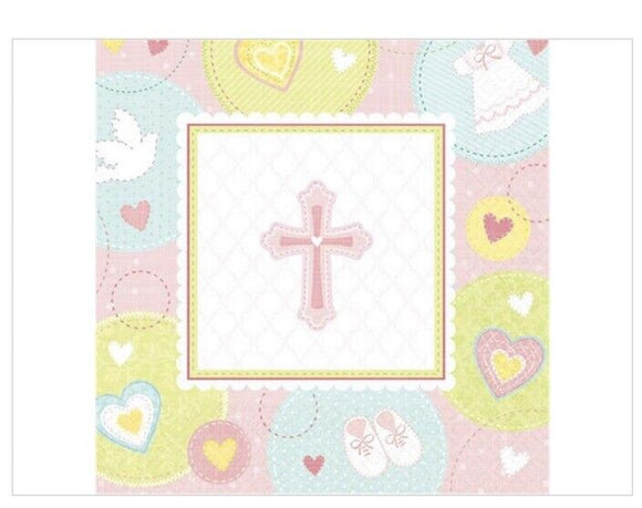 Sweet Blessing Sweet Christening Beverage Napkins, Pink - Pack of  16