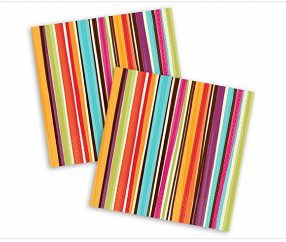 Amscan Disposable 2 Ply Lunch Napkins in Stylish Stripes Print (16 Pack)