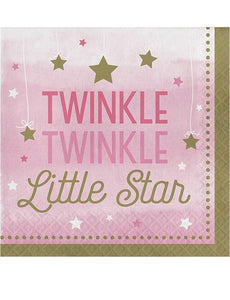 Pink Twinkle Little Star 2ply Party Napkins - 16pk