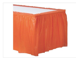 Reusable Orange Plastic Table Skirt 29”x168”