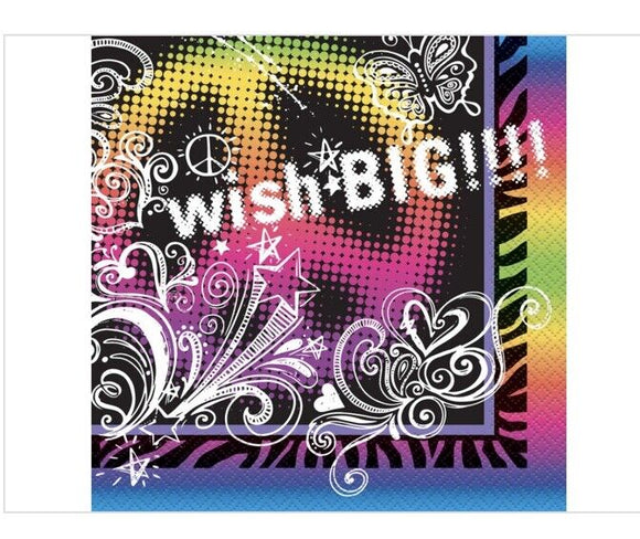 Peace Girls Party Lunch Napkins, 16ct 13”x13”