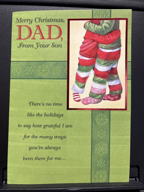 Merry Chistmas Dad From Son Greeting Card w/Envelope