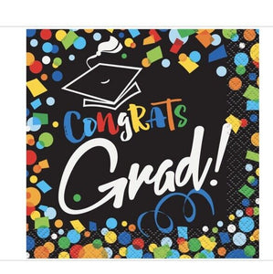 Bright Graduation Paper Beverage Napkins 5 in 16ct