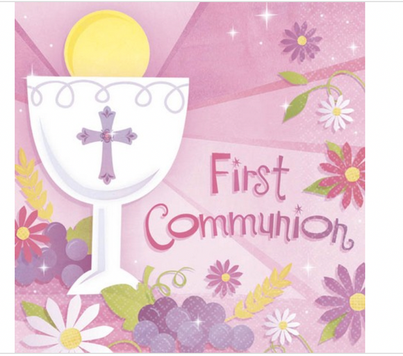 Girl's First Communion Beverage Napkins 36ct