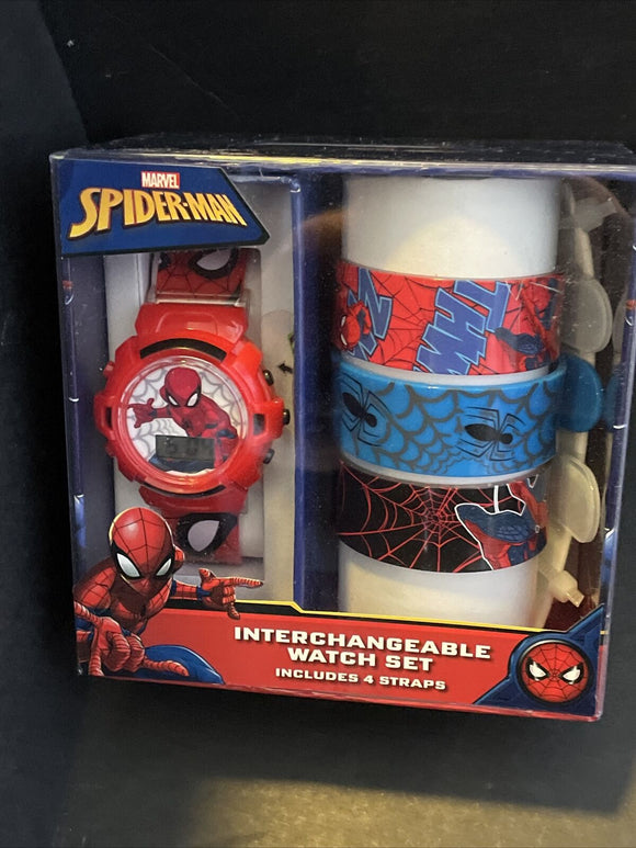 Spiderman Interchangeable Watch Set 4 Watch Bands Included