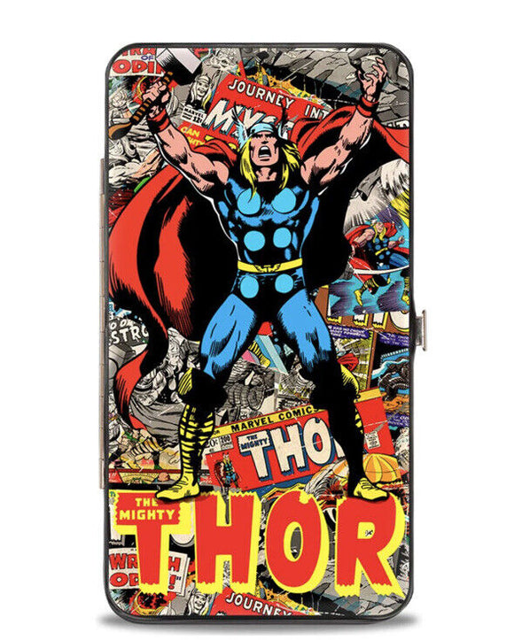 Buckle Down The Mighty Thor Pose Stacked Retro Comics Marvel Hinged Wallet