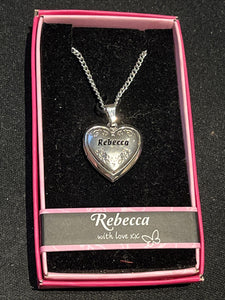 Heart Picture Locket With Love Necklace 16-18" Chain Rebecca
