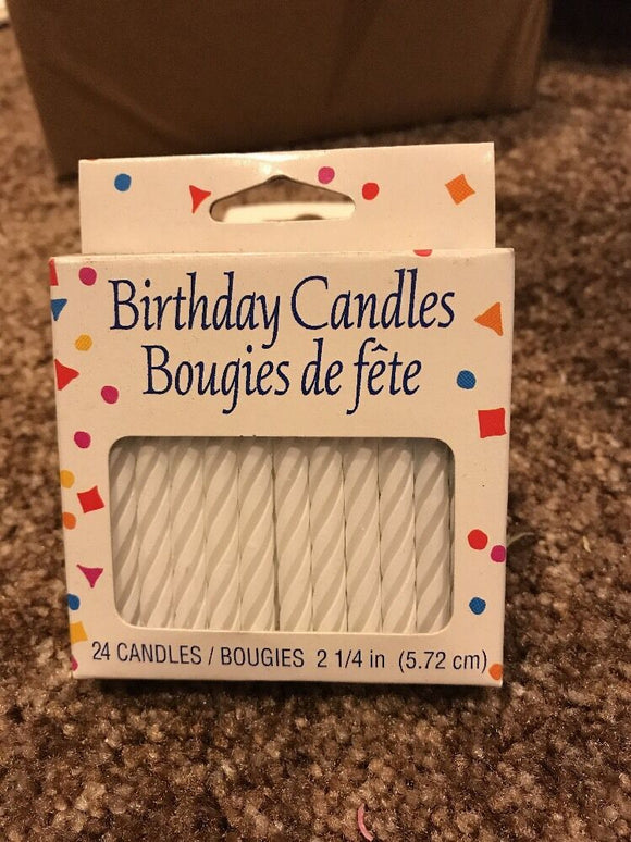 American Greetings 48 ct total Party White Striped Spiral Candles NEW