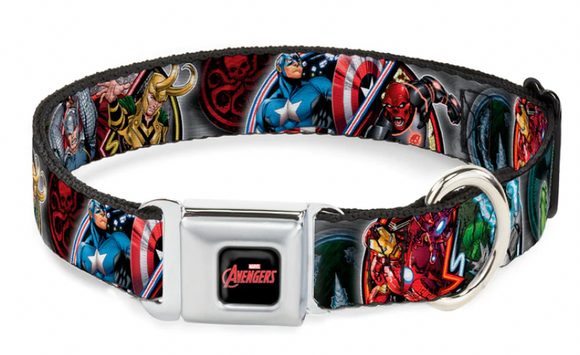 MARVEL AVENGERS Logo Full Color Seatbelt Buckle Collar -Large 15