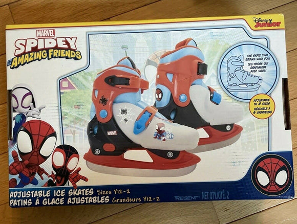 Marvel Spidey Amazing Friends Adjustable Ice Skates Sizes Y12-Y2 New